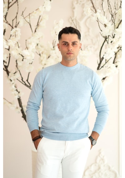 Sıfır Yaka Pamuklu Slimfit Basic Erkek Triko Kazak 001