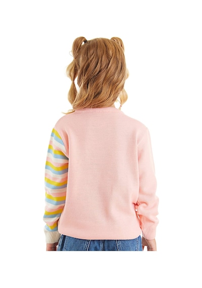 Denokids Unicorn Kız Çocuk Pembe Triko Kazak Çok Renkli
