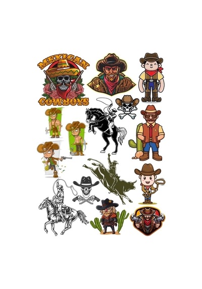 Kovboy Sticker Set 3 18 Parça Telefon, Tablet, Defter, Laptop Sticker