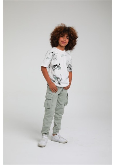 Escabel Erkek Çocuk Dinazor Desenli Pamuklu Tshirt-12846-yeşil Yeşil