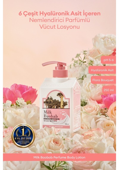 6hyalüronikasitle Nemlendiren Parfümlü Vücut Losyonu Mılk Baobab Perfume Body Lotion Flora Bouquet