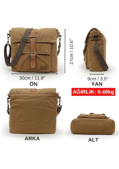 Old Cotton Cargo 7170 Camel Omuz Postacı Okul Çantası Camel