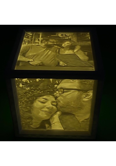 Sihirli Anılar 4 Fotoğraflı Lithophane Beyaz Dekoratif Gece Lambası 7x7 Cm