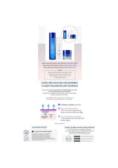 10 Farklı Hyalüronik Asit Kompleksi İçeren Yoğun Nemlendirici Set Super Aqua Ultra Hyalron Set