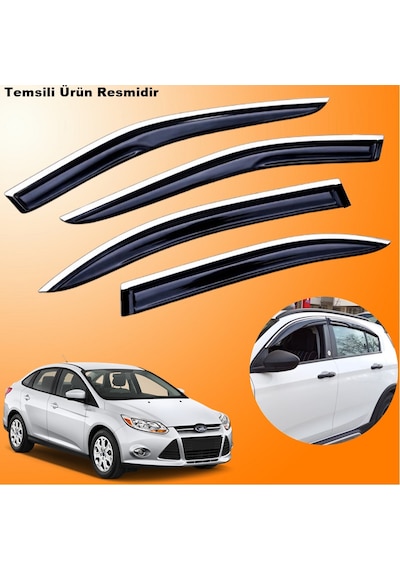 Ford Focus 3 Sedan Mügen Cam Rüzgarlığı Abs Krom Nikelajlı Cam Rüzgarlığı 2011-2015 Arası 4 Lü Set