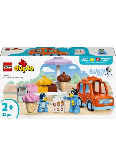 LEGO® DUPLO® Bluey: Bluey ile Dondurma Gezisi 10458 - 2 Yaş ve Üzeri Çocuklar için Araç İçeren Oyuncak Yapım Seti (22 Parça)