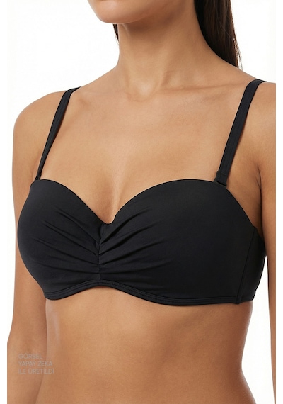Penti Siyah Lotus Straplez Bikini Üstü