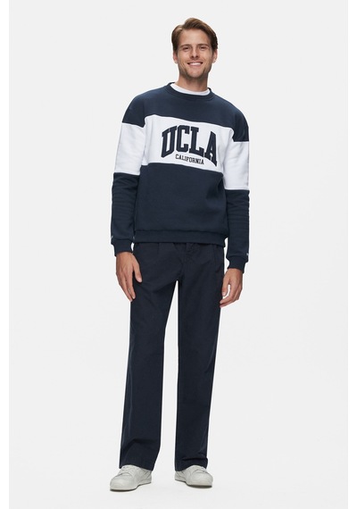 Ucla Archer Lacivert Bisiklet Yaka Nakışlı Loose Fit Erkek Sweatshirt Siyah