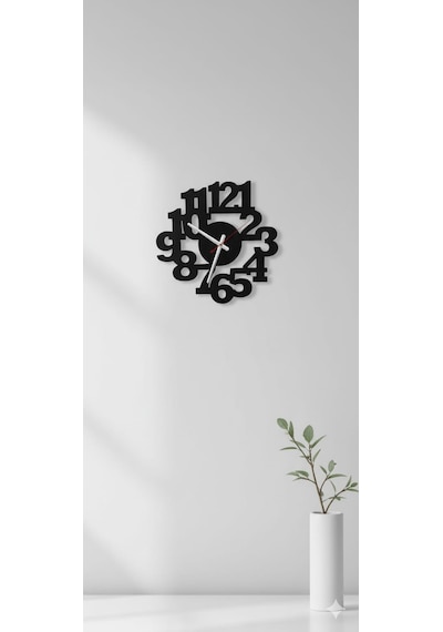 Modern Tasarımlı Duvar Saati Siyah