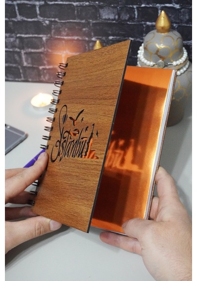 Istanbul Ahşap Kapaklı Defter - Ajanda - Günlük - A5 Notebook Çizgisiz Defter Ahşap Rengi Ceviz
