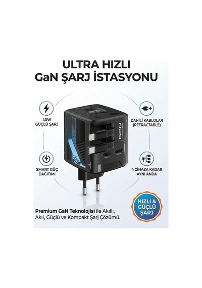Tr Ac-122 40w Hızlı Şarj Adaptörü, 2x Usb-c Çıkışlı Çoklu Şarj Cihazı