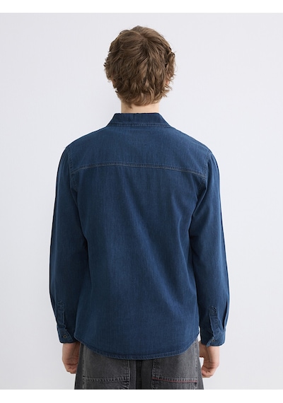 Lcw Jeans İndigo Regular Fit Uzun Kollu Erkek Jean Gömlek