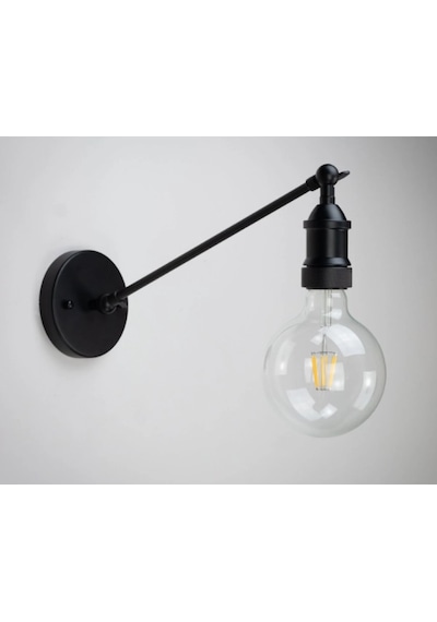 Riolight Modern Siyah Çift Mafsallı 1xe27 Duylu Metal Duvar Aplik Siyah