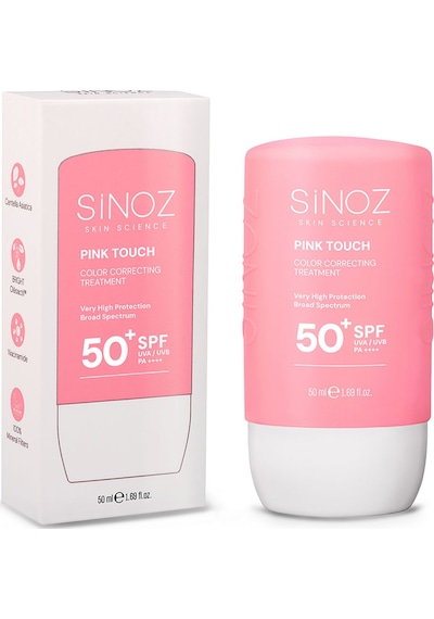 Sinoz Pink Touch Yüksek Koruyucu Ton Eşitleyici Pembe Yüz Güneş Kremi SPF50+ 50 ML