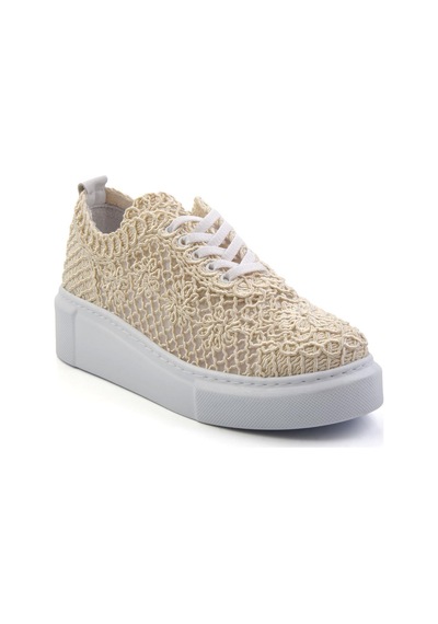 Bej Hakiki Deri Kadın Sneaker K01303018716 Bej