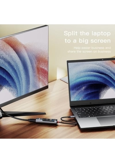 5in1 3 Adet Usb 3.0/1 Adet 100w Type-c Ve 1 Adet 4k 30hz Hdmı Çıkışlı Hub Dönüştürücü