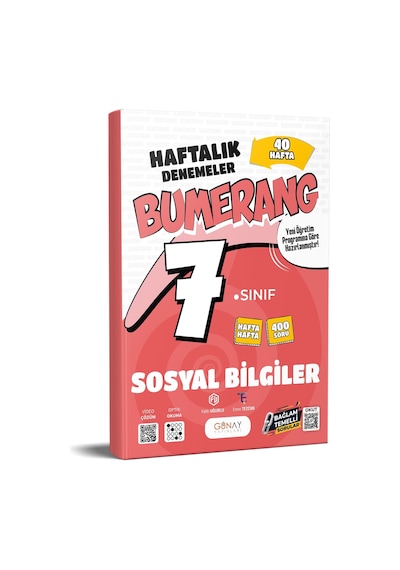 7. Sınıf Sosyal Bilgiler Bumerang Haftalık Denemeler Günay Yayınları