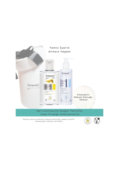 Sirenol Natural Cadı Fındığı Tonik 300 ML + Makyaj Temizleme Pamuğu + Yüz Temizleme Köpüğü 250 ML