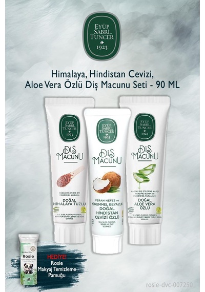 Eyüp Sabri Tuncer X3 90 Ml Himalaya, Hindistan Cevizi, Aloe Vera Diş Macunu, Rosie Beyazlık