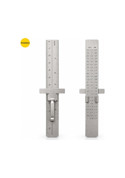 Paslanmaz Çelik Sürgülü Klipsli Cep Cetveli 15 Cm Çift Taraflı Hassas Metal Cetvel