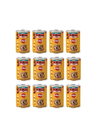 Sığırlı Konserve Yaş Köpek Maması, 400 G, 12 Adet