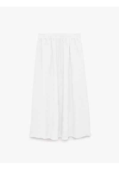 Koton Beli Lastikli Loose Fit Kloş Etek Kırık Beyaz 6sak70241pw Ekru