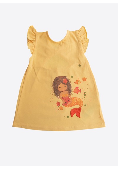 KitiKate Organik Little Marmaid Elbise Sarı Sari