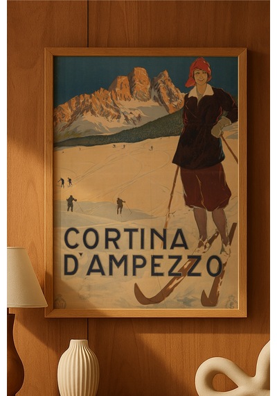 Cortina Doğal Ahşap Çerçeveli Poster, Dekoratif Seyahat Duvar Tablosu