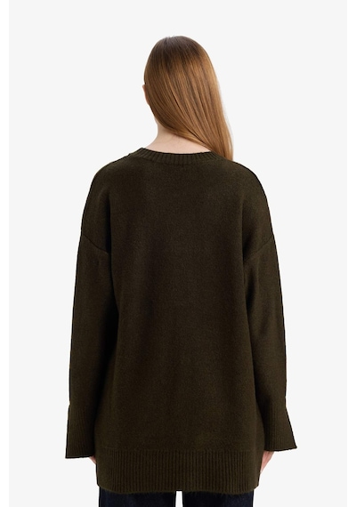 Defacto Loose Fit Bisiklet Yaka Triko Kazak Tunik F4547ax25wnkh117 Haki-kh117