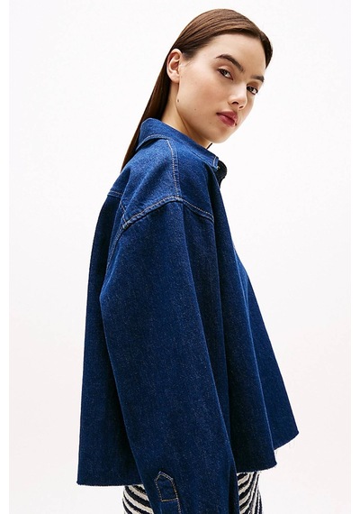 Tommy Jeans Kadın Gömlek-dw0dw20567 Denim Blue Çok Renkli