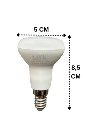 1 Adet Şavk 6w 37w Sarı Işık 3000k E14 Duylu İnce Duy Led R50 Ampul