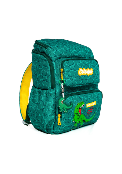 Maxim Dino Sırt Çantası - Dinazor Temalı Laptop Bölmeli Erkek Okul Çantası İlkokul Yeşil