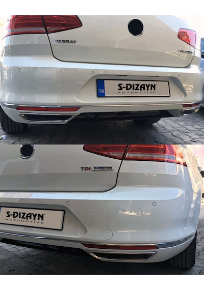S-dizayn Vw Passat B8 Krom Egzoz Görünümü Difüzör R Line Still 2 Parça 2015-2019