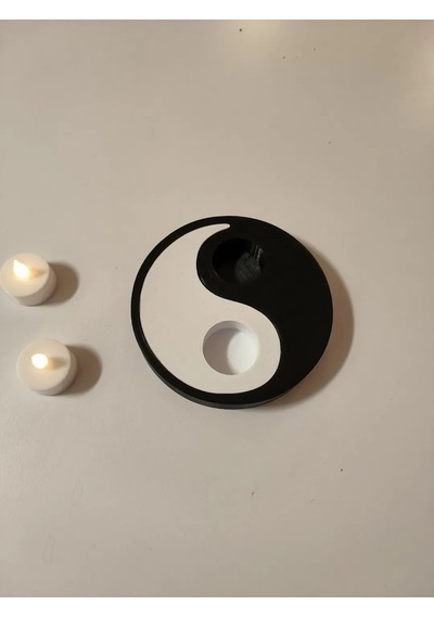3d Baskı Yin Yang Tealight Mumluk İki Parçalı Siyah Beyaz Dekoratif Mum Tutucu