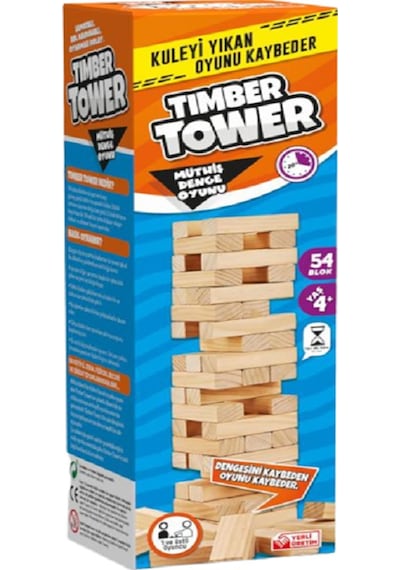 Timber Tower Denge Jenga 54 Parça Ahşap Denge Kule Oyunu
