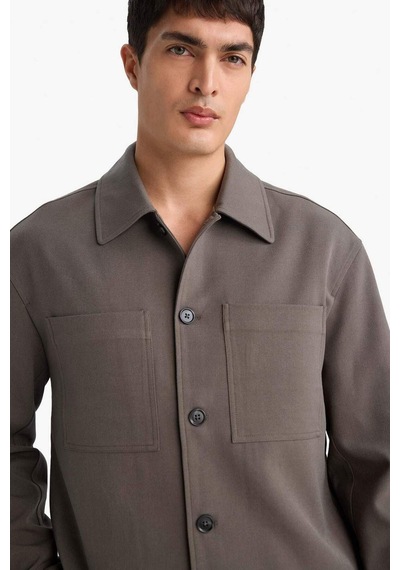 Defacto Slim Fit Dar Kesim Polo Yaka Astarlı Düğmeli Mont F7756ax26spkh148 Haki-kh148
