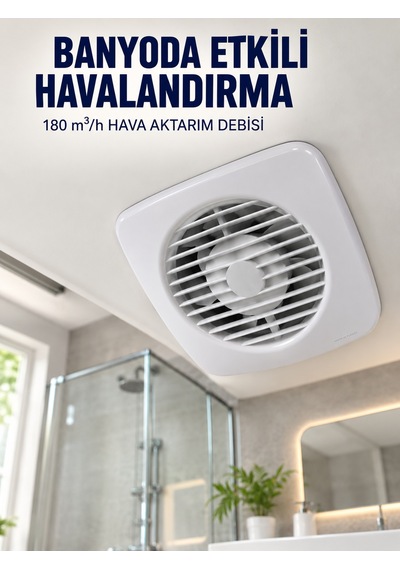 Dekoratif Havalandırma Aspiratörü 120 Mm 180 M³/h Duvar Ve Tavan Montajlı - Lisinya Beyaz