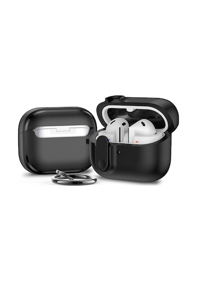 Samsung Galaxy Buds 3 Fe / Buds 3 Pro / Buds 3 İle Uyumlu Kılıf Kilitli Tpu Premium Matte Trip Case Siyah