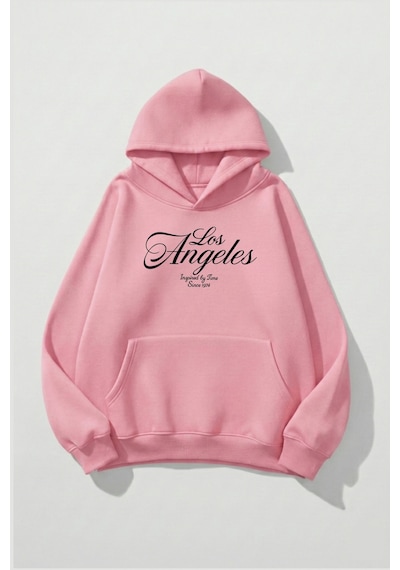 Uyguntarz Unisex Yumuşak Dokulu San Francisco Since 1974 Baskılı Tasarım Oversize 3 İplik Hoodie Sweatshirt Pembe