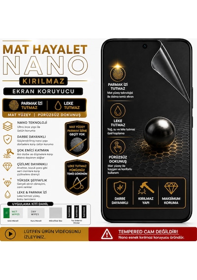 Realme Note 80 Uyumlu Mat Hayalet Parmak İzi Ve Leke Bırakmaz Nano Kırılmaz Darbe Emici Ekran Koruyucu