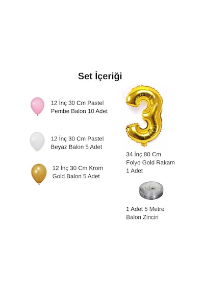 6 Yaş Retro Krom Gold Pembe Beyaz Balon Seti Gold Rakamlı Doğum Günü Balonu Şık Parti Süsleme Çok Renkli