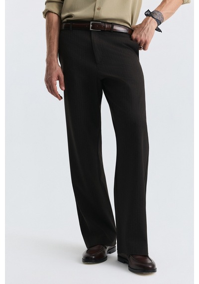 Antioch Crop Fit Çizgili Takım Kahve
