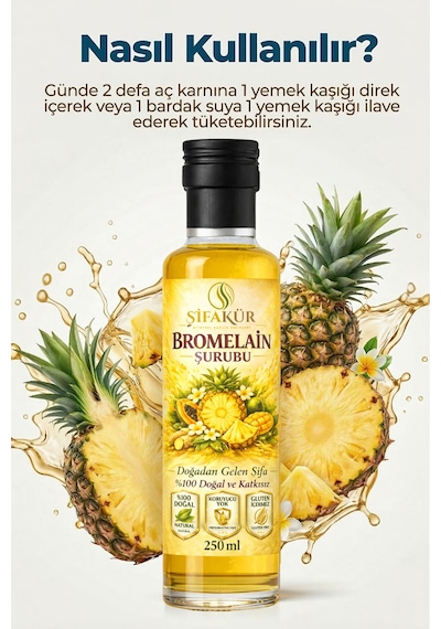Şifakür Bromelain Şurubu Ananas L-karnitin C Vitamini 250ml Günlük Destek