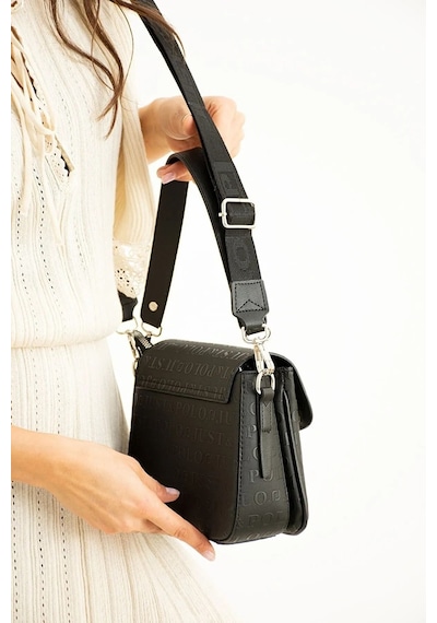 Just Polo Siyah 2 Bölmeli Omuz Çantası Monogram 2197mh 44436213