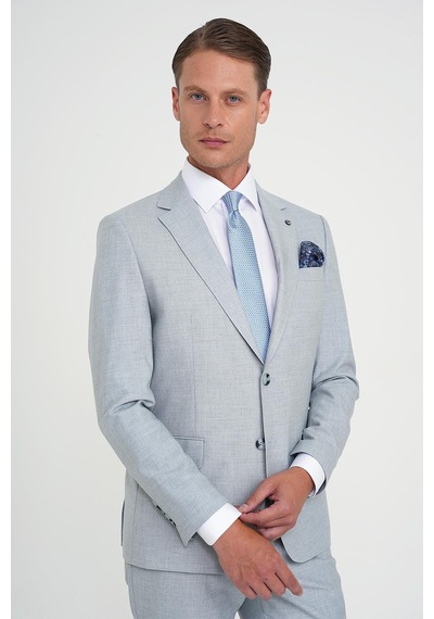 Efor Slim Fit Çift Yırtmaç Esnek Yün Mavi Takım Elbise Tk 918 Mavi
