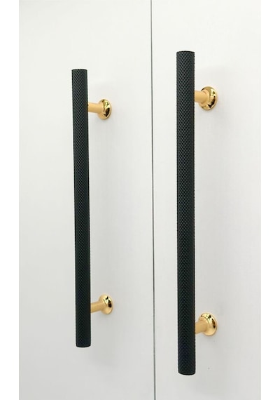 Mobilya Dolap Kulpu Mutfak Çekmece Kulpu Çizgili Dal Siyah Gold 128 Mm 12,8 Cm 10 Adet