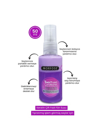 Morfose Fön Suyu Mor 50 Ml Keratin Sıvı Saç Kremi