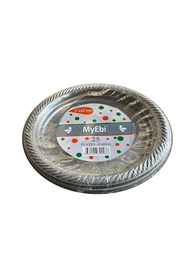 Roll-up Kullan At Renkli Gri Parti Davet Plastik Tabak - 22 Cm. - 25 Adetlik 10 Paket
