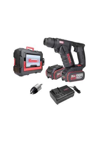 Kress Kuc50.2 20volt/4.0ah. Li-ion Çift Akülü Kömürsüz 1.7j Profesyonel Sds-plus Pnömatik Şarjlı Matkap + 10mm Mandren