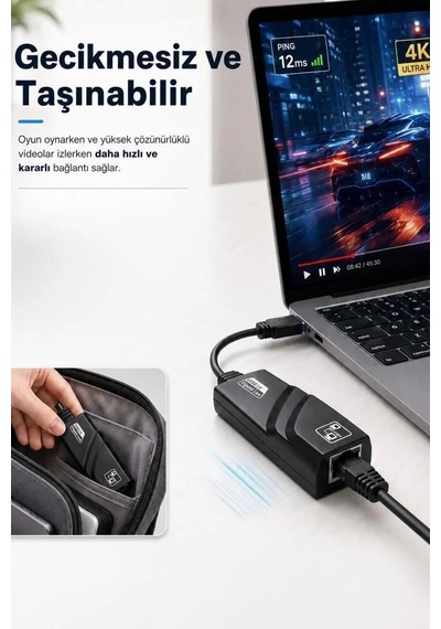 Özel Üretim İnternet Oyun Aksesuar Ethernet Dönüştürücü Usb 3.0 Çevirici Adaptörü Yd74 Siyah